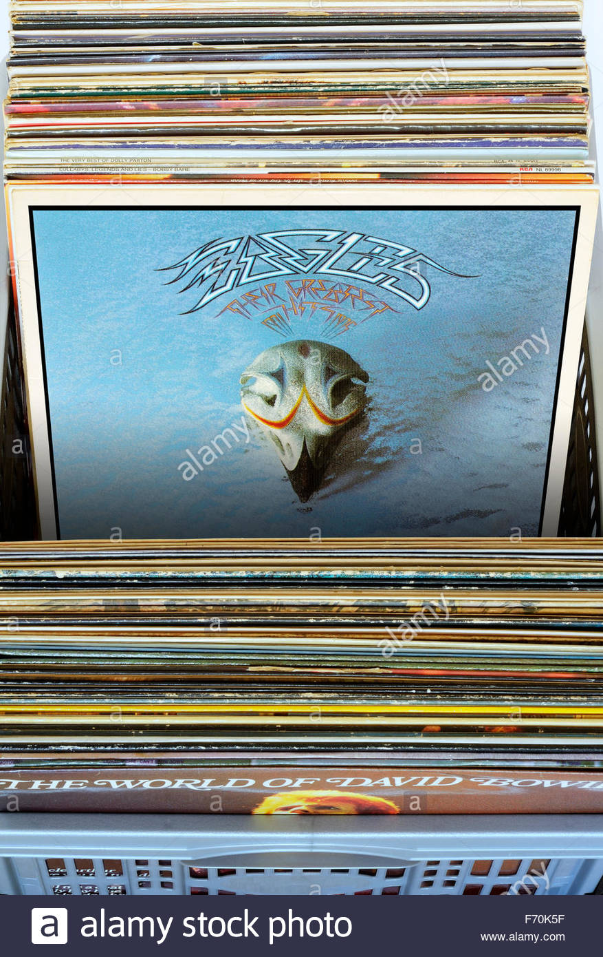 Box Of Secondhand Lp Records Eagles 1976 Album Their Greatest Hits Stock Photo Alamy