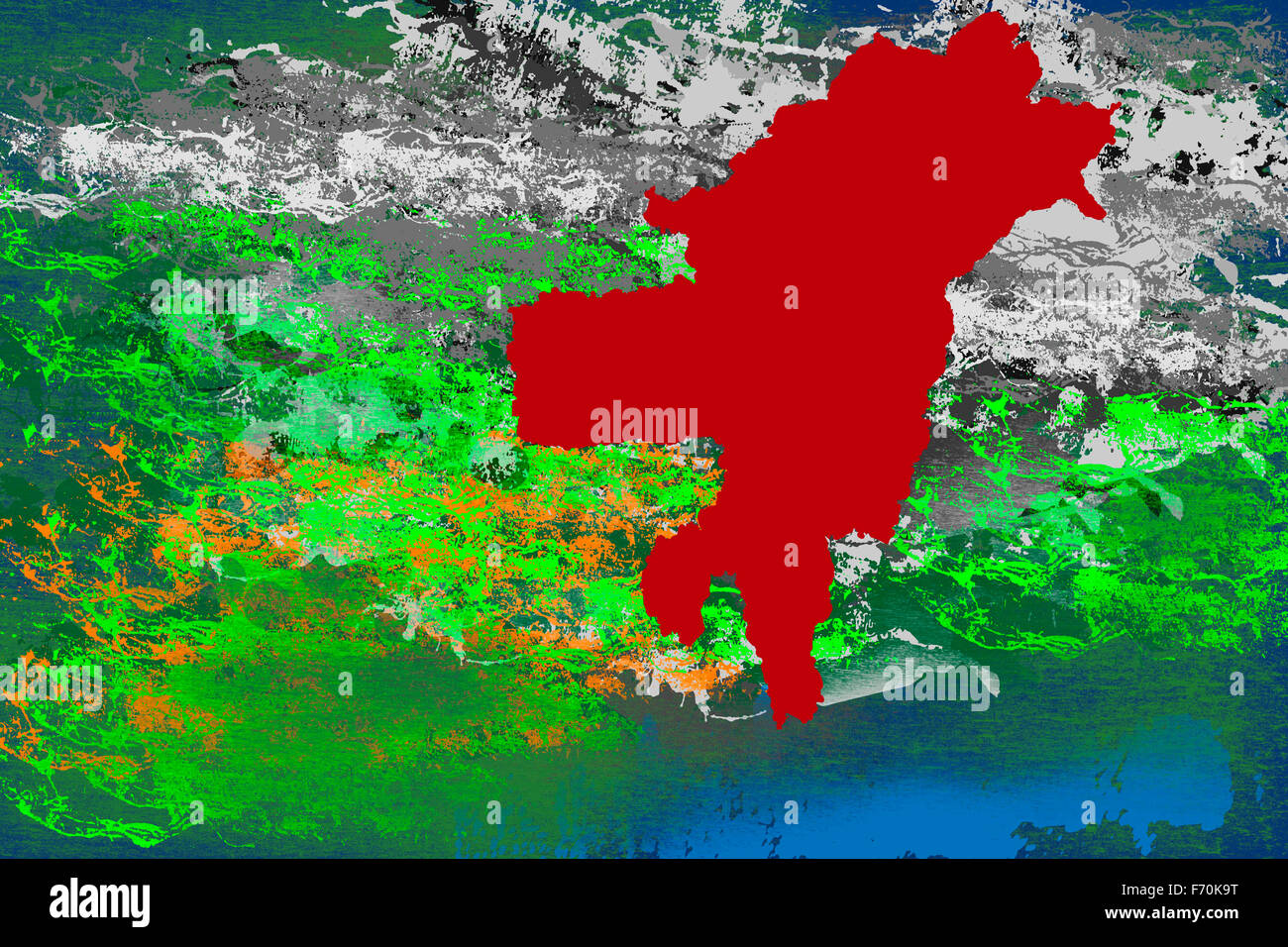 Illustration, north east region map, india, asia Stock Photo