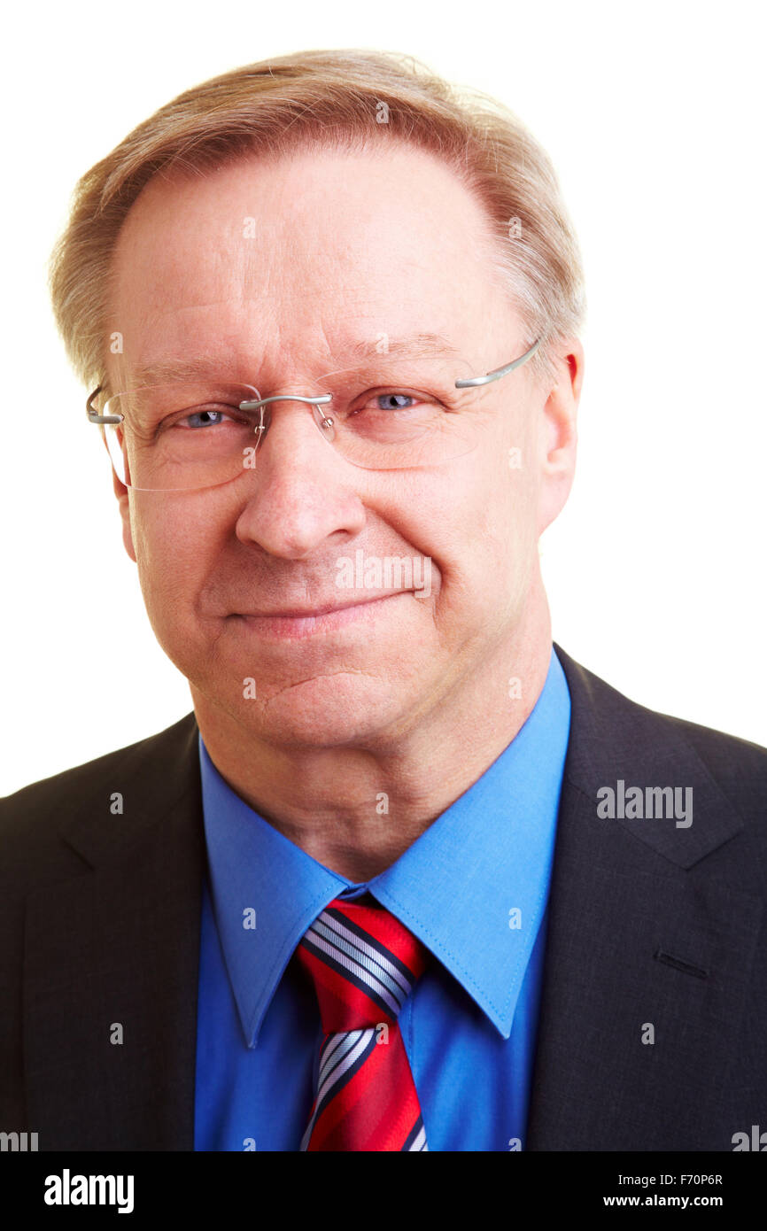 Portrait of a smiling senior businessman in a suit and tie Stock Photo ...