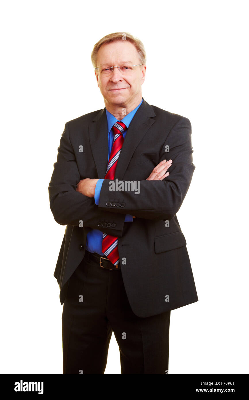 Portrait of a smiling senior businessman in a suit and tie Stock Photo ...
