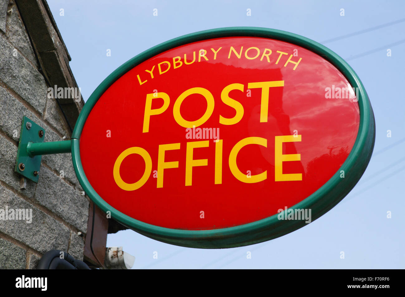 Sign on side of post office, Lydbury North, UK Stock Photo Alamy