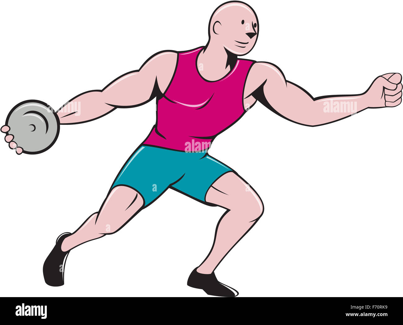 Illustration of a discus thrower viewed from the side set on isolated
