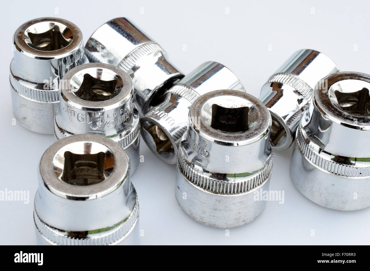 different types of sockets for ratchets isolated on white background Stock Photo Alamy