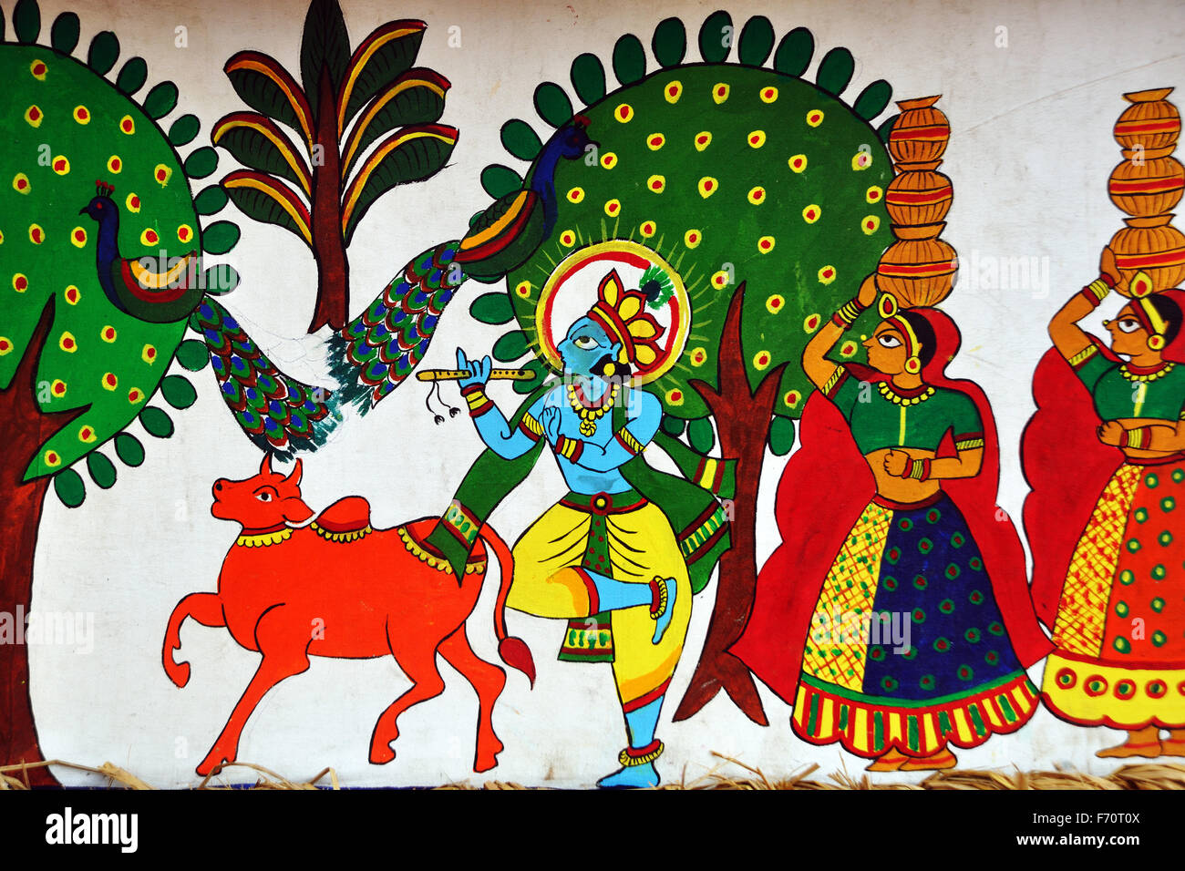 Radha krishna wall painting, rajasthan, india, asia Stock Photo
