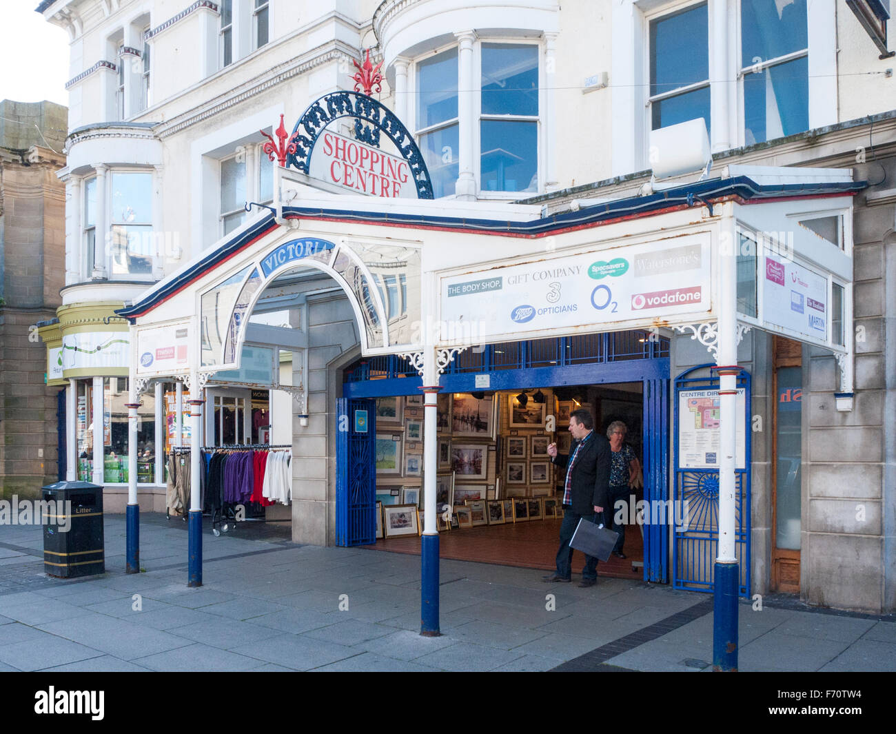 Entrance to Victoria shopping centre in Llandudno Wales UK Stock Photo