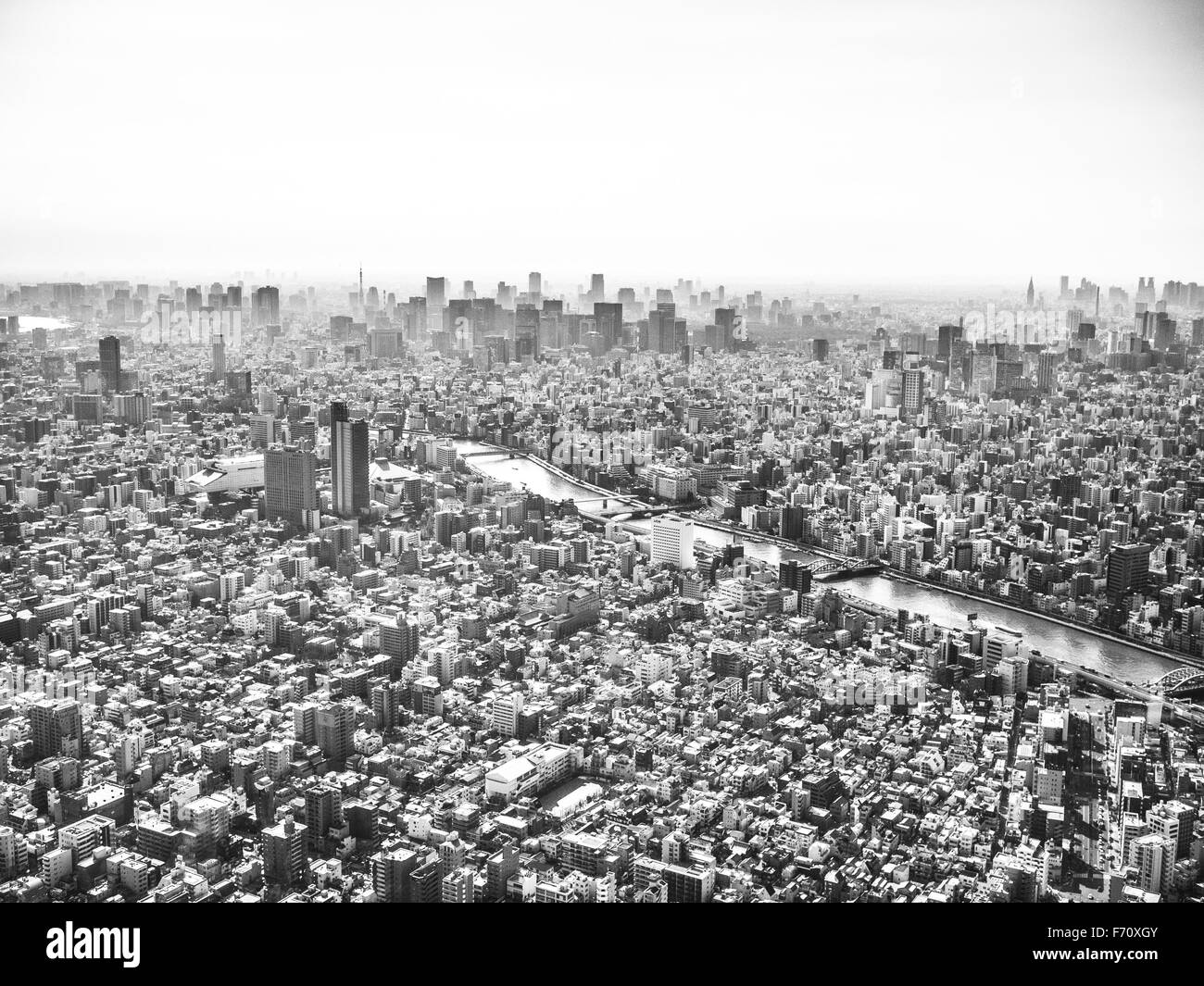 The incredible views of the city from the tokyo sky tree. Stock Photo
