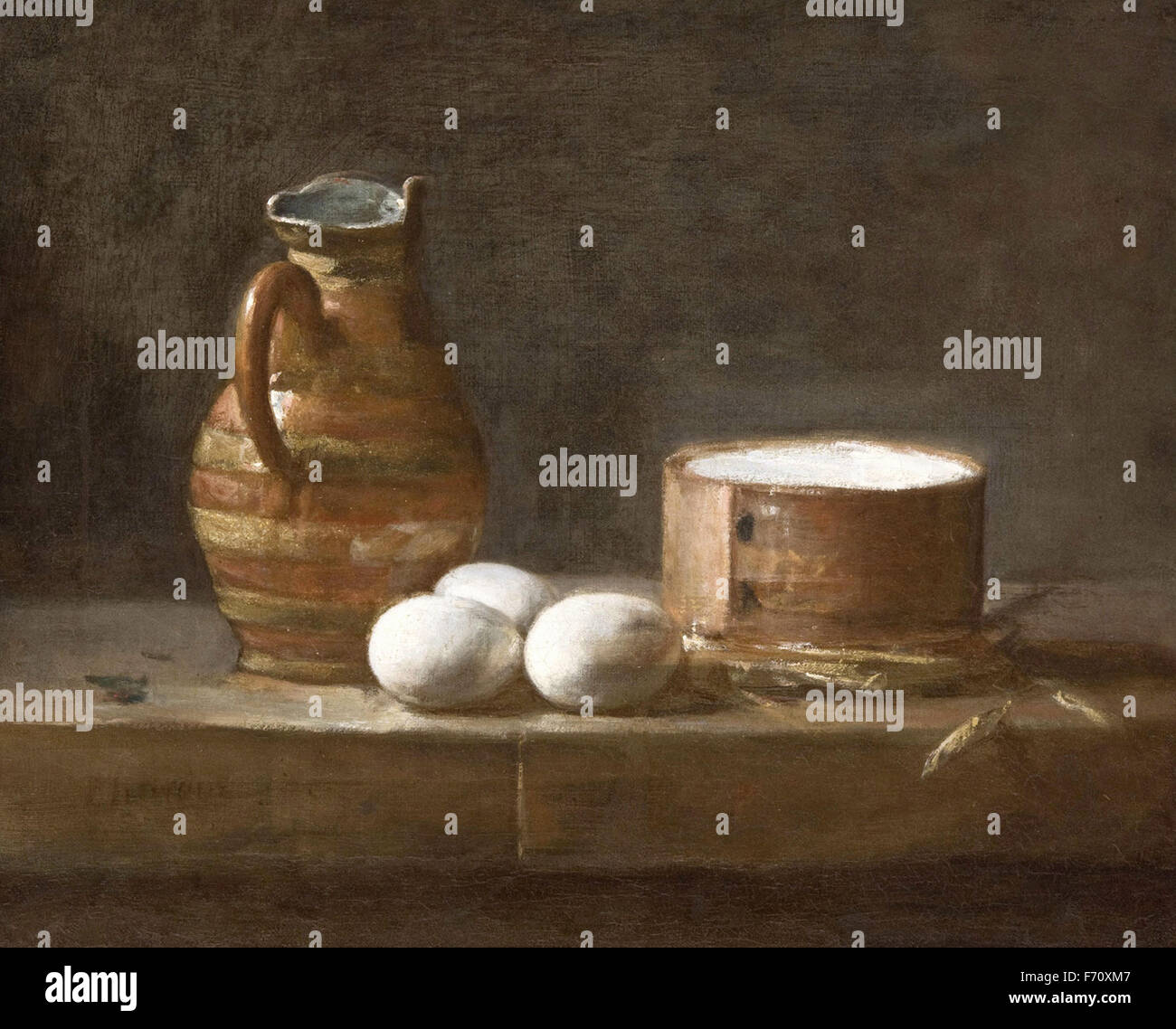Jean Siméon Chardin - Still Life with Eggs, Cheese, and a Pitcher Stock Photo