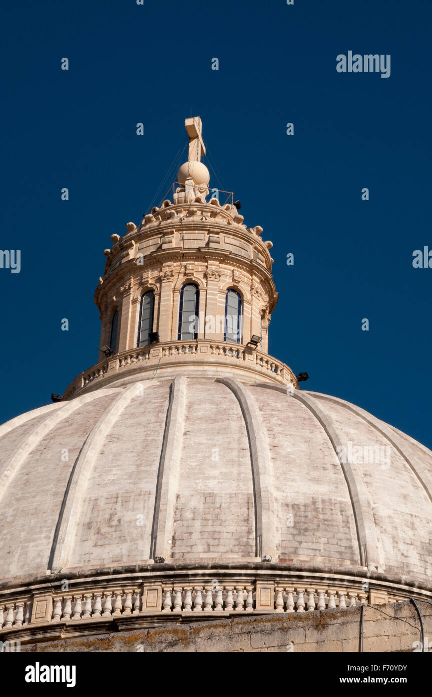The Basilica of our Lasdy of Mount Carmel in La Valletta, capital of Malta, was rebuilt from 1958 to 1981. Stock Photo