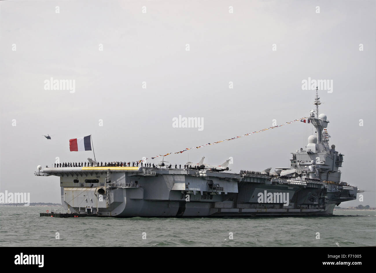 French aircraft carrier CHARLES de GAULLE on manoeuvers in The Solent ...