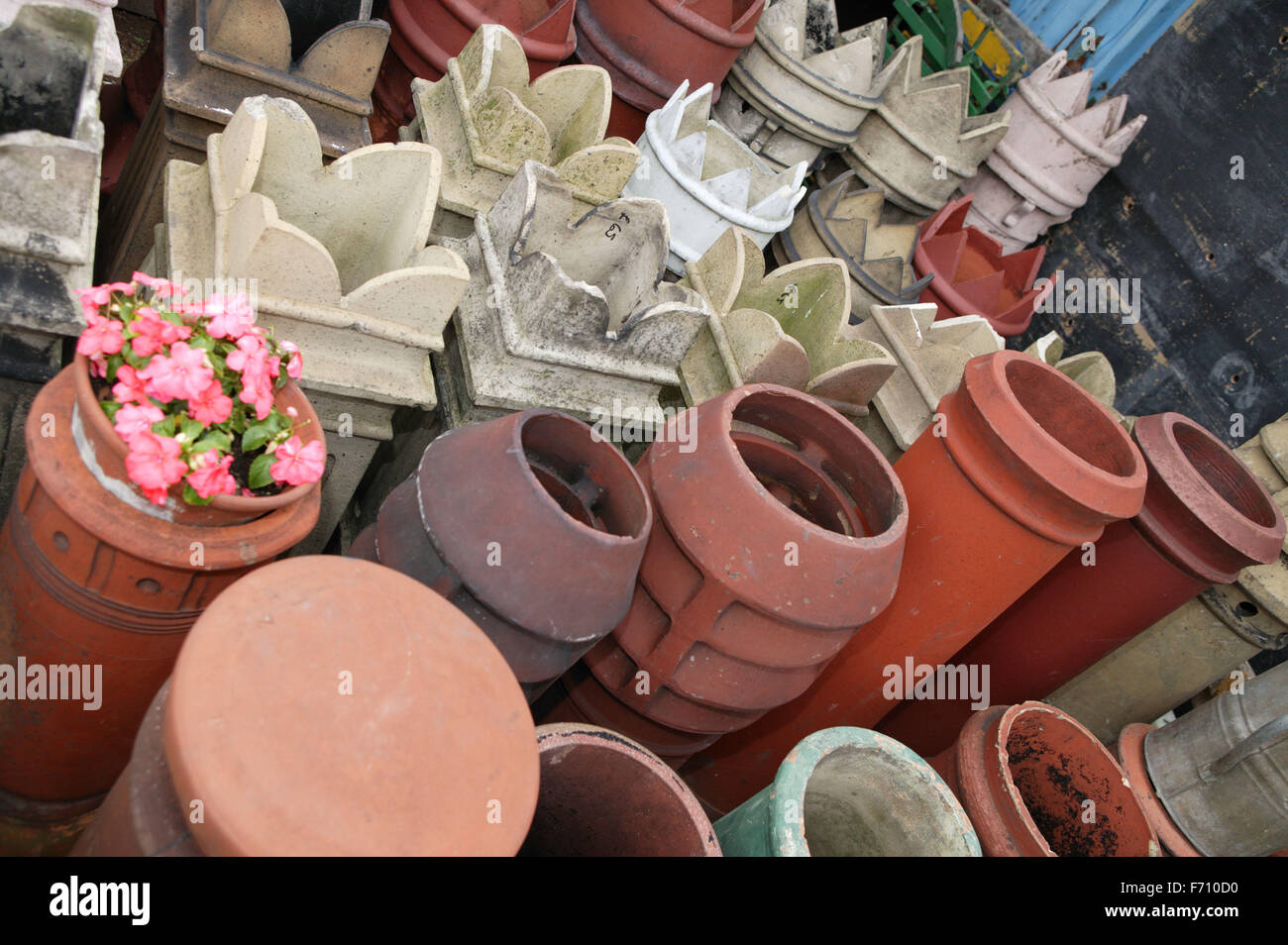 Old chimney pots for sale at reclamation yard, UK Stock Photo Alamy