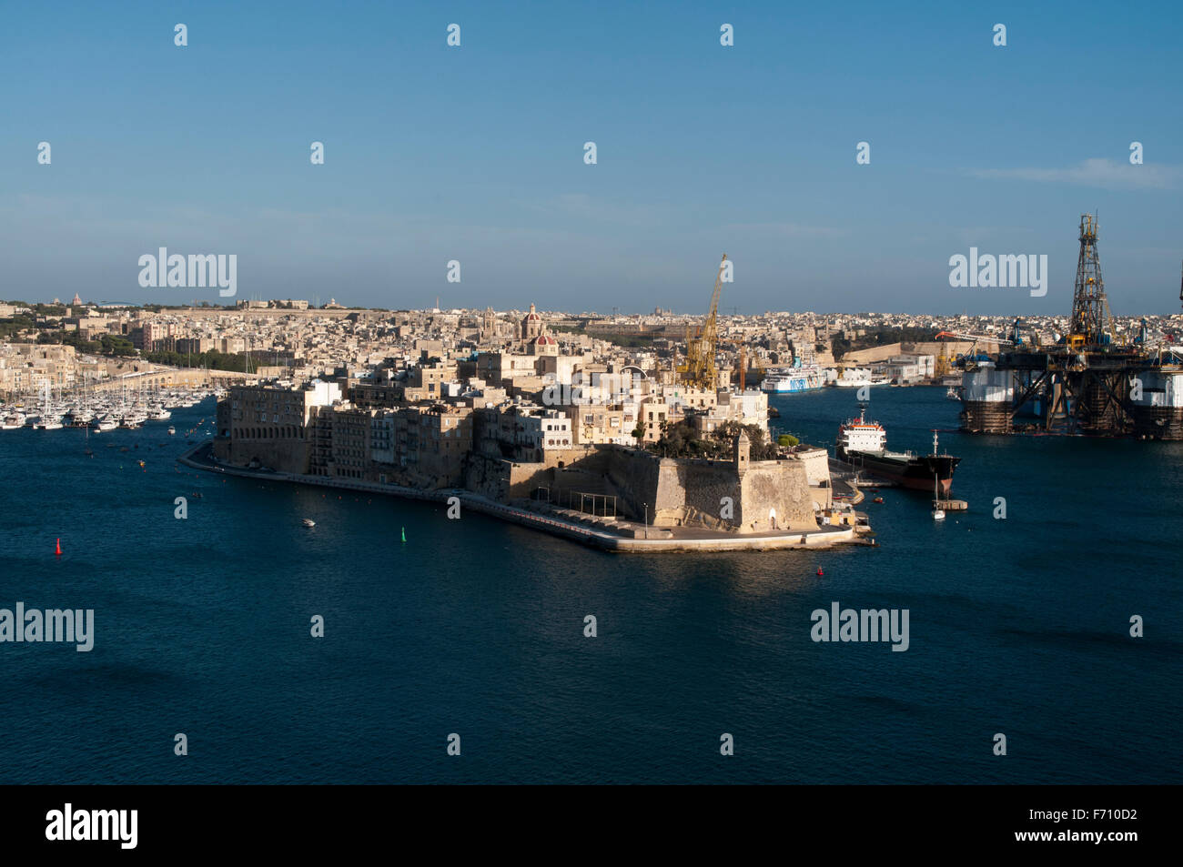 La Valletta is capital of  Malta and with 5700 inhabitants the smallest of its kind in Europe. Stock Photo