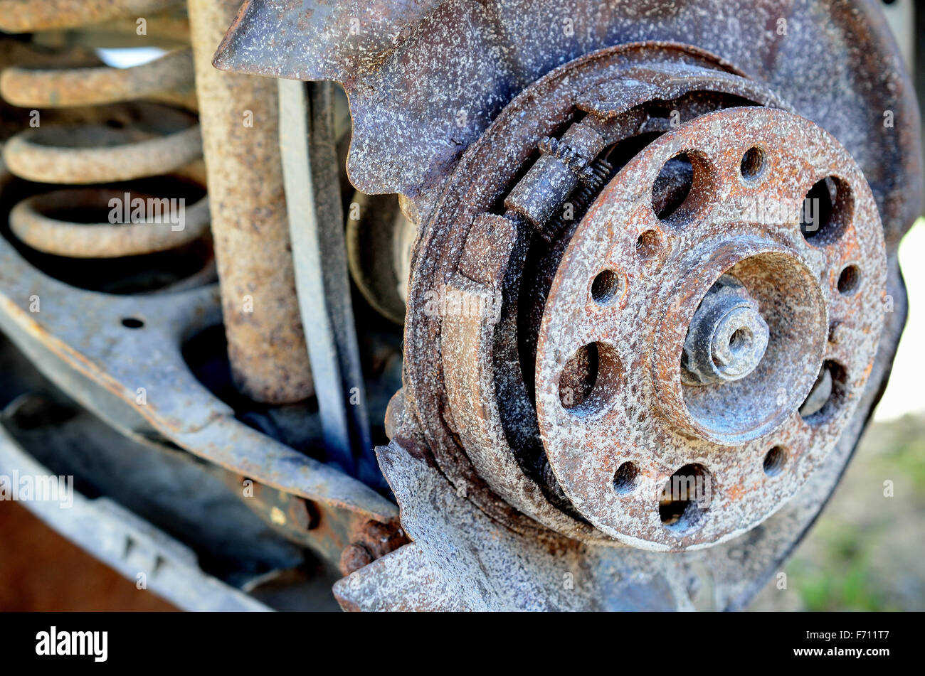 old drum brake on car with rusted metal Stock Photo - Alamy