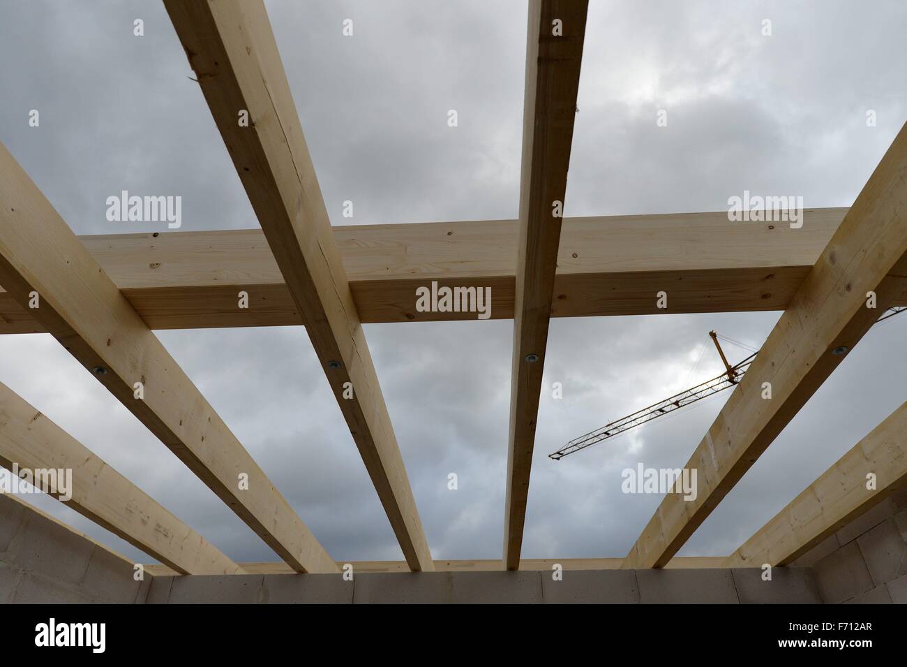 Construction area for a private house, Germany, near the city of Seesen 19. November 2015. Photo: Frank May Stock Photo