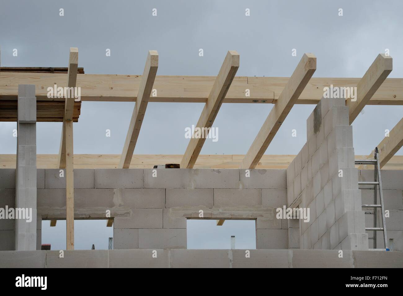 Construction area for a private house, Germany, near the city of Seesen 19. November 2015. Photo: Frank May Stock Photo