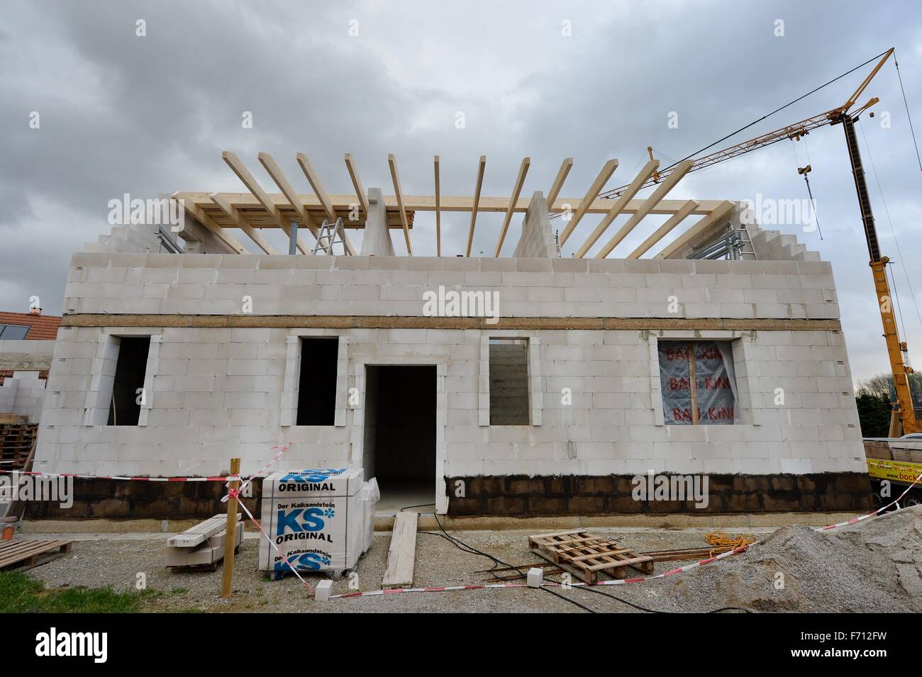 Construction area for a private house, Germany, near the city of Seesen 19. November 2015. Photo: Frank May Stock Photo