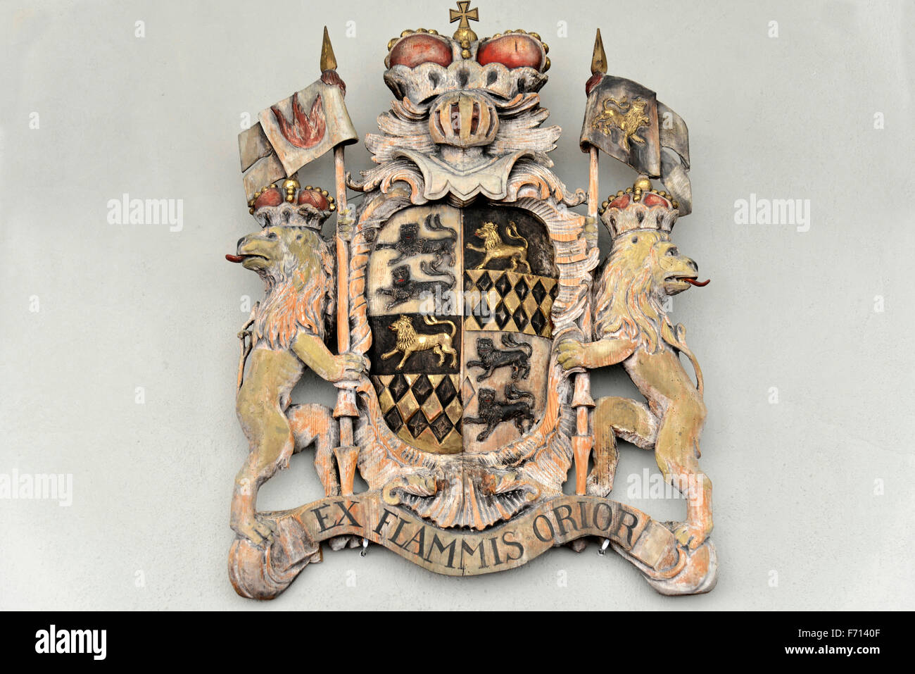 Hohenlohe-Langenburg coat of arms, Schloss Langenburg, Baden-Württemberg, Germany Stock Photo