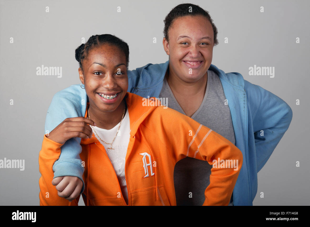 Portrait of two teenage girls Stock Photo - Alamy