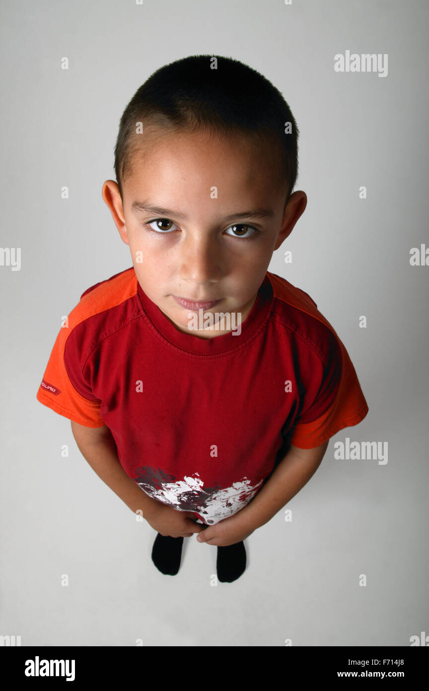 Wide angle portrait of young boy Stock Photo - Alamy