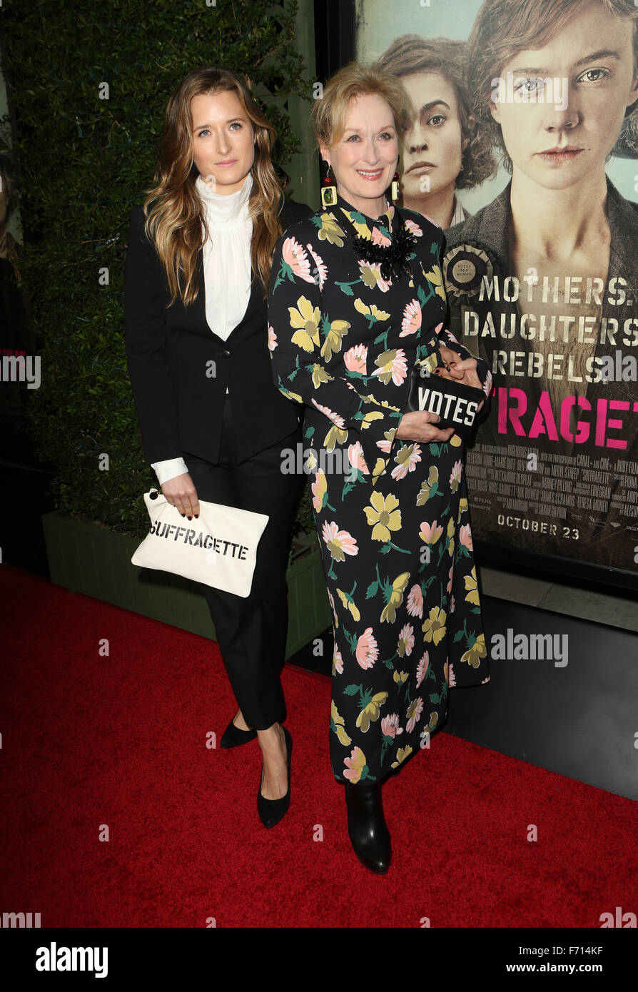 Premiere Of Focus Features' 'Suffragette'  Featuring: Grace Gummer, Meryl Streep Where: Beverly Hills, California, United States When: 20 Oct 2015 Stock Photo
