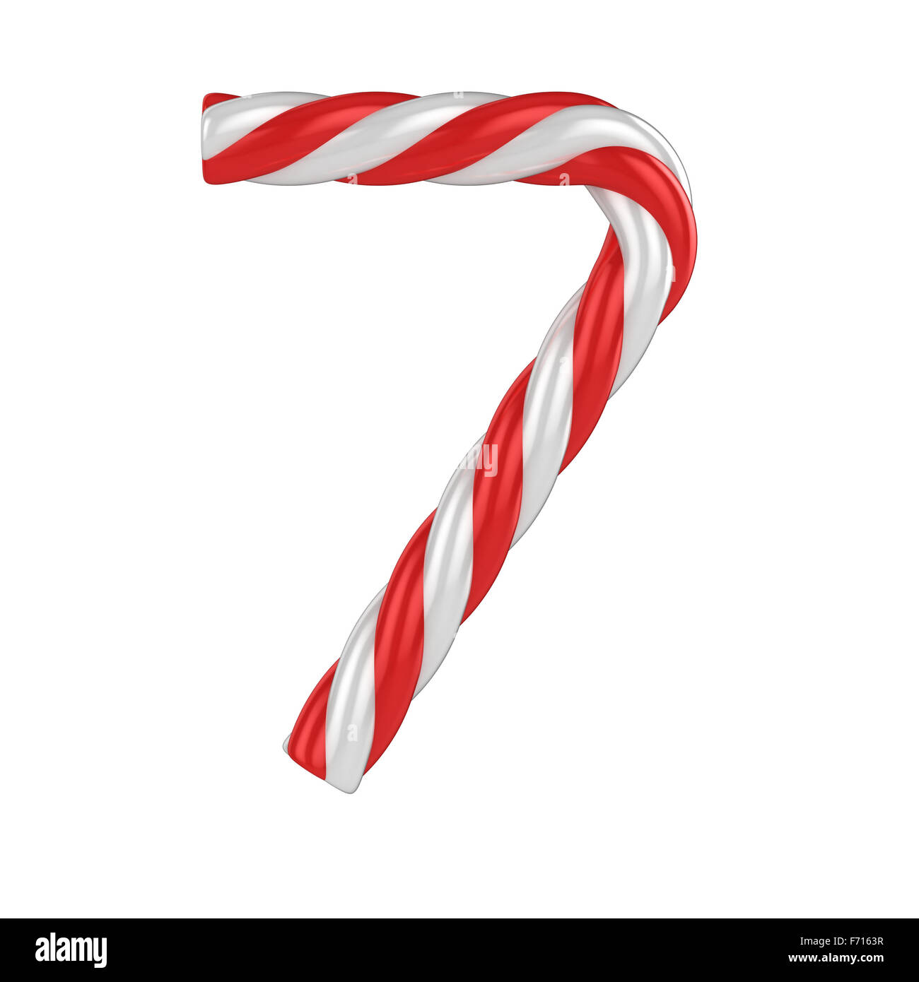 christmas candy cane 3d font - number 7 Stock Photo