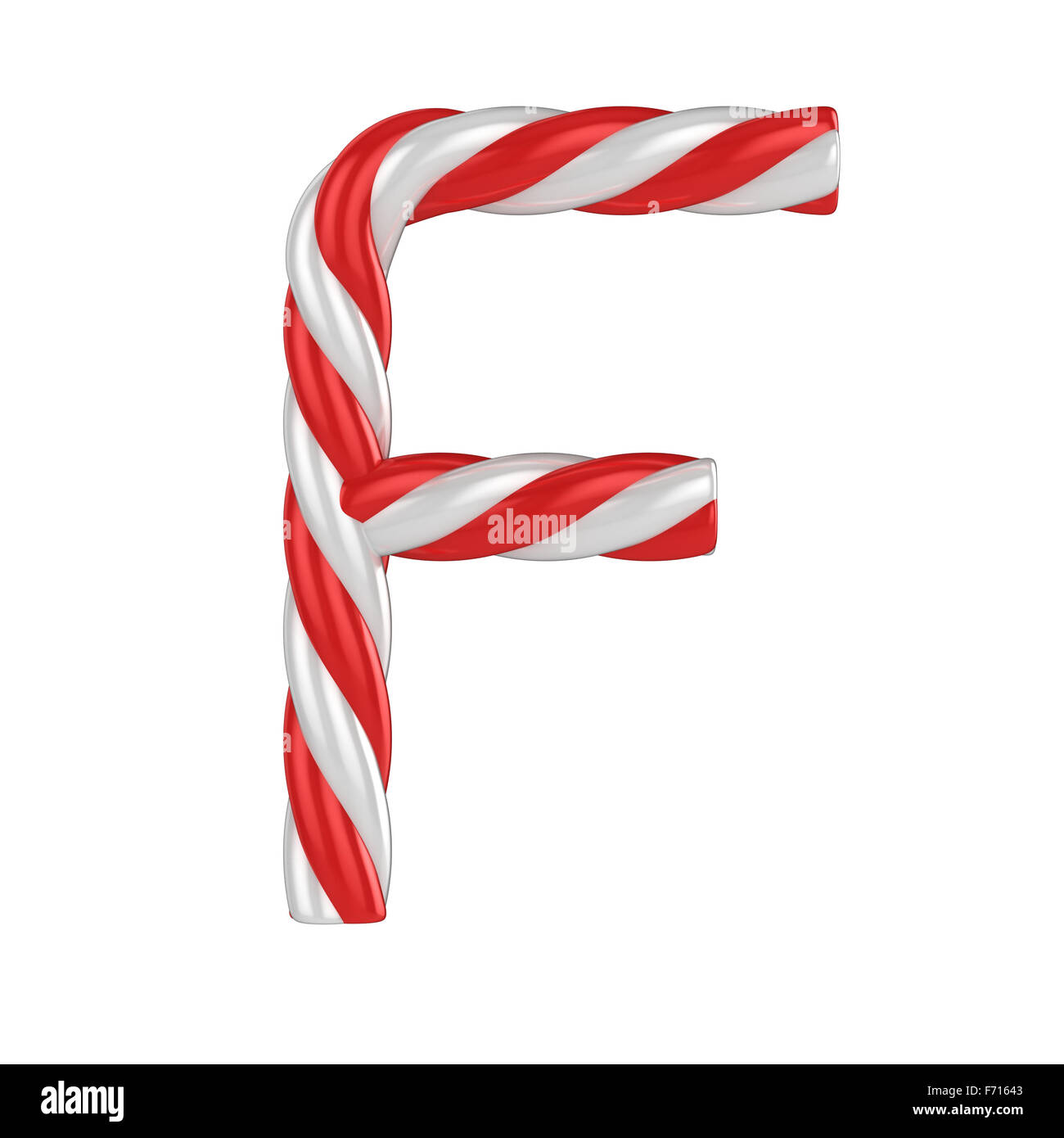 christmas candy cane font - letter F Stock Photo