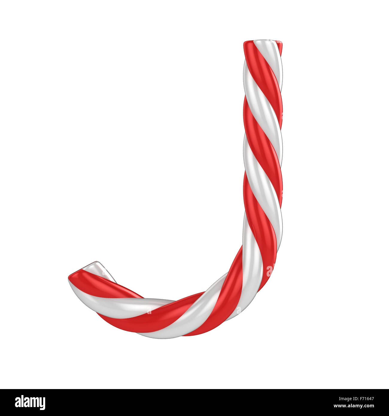 christmas candy cane font - letter J Stock Photo