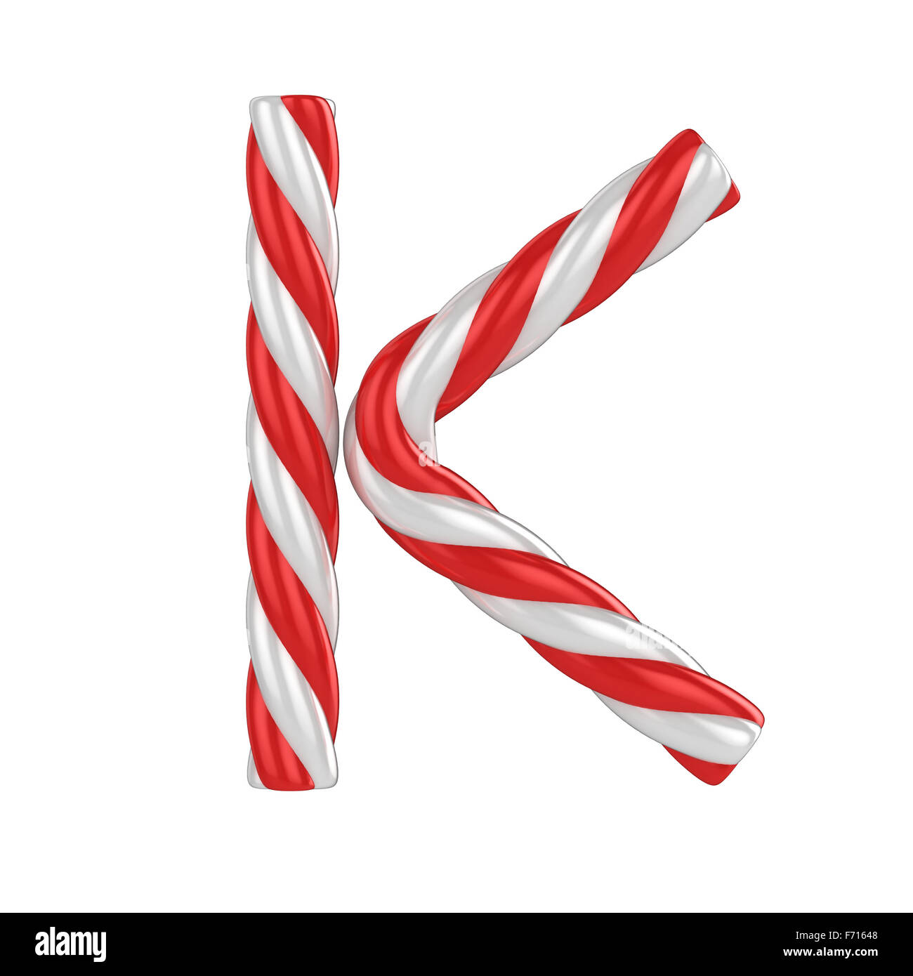 christmas candy cane font - letter K Stock Photo