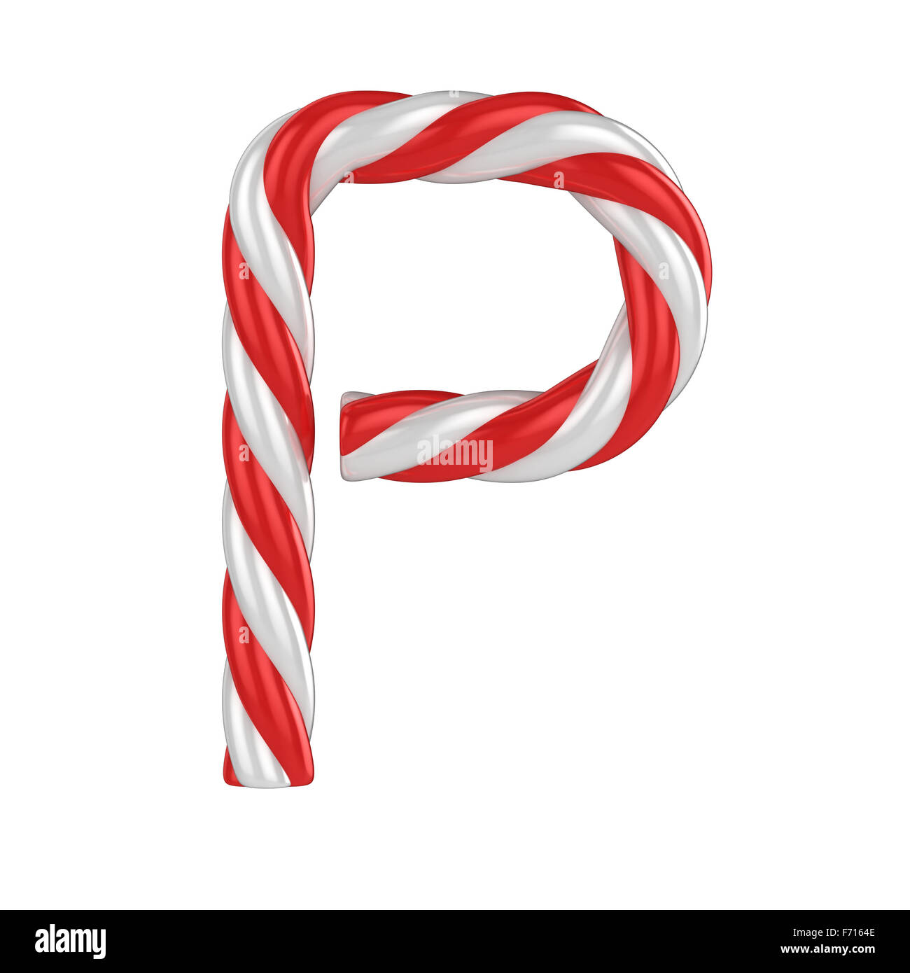 christmas candy cane font - letter P Stock Photo
