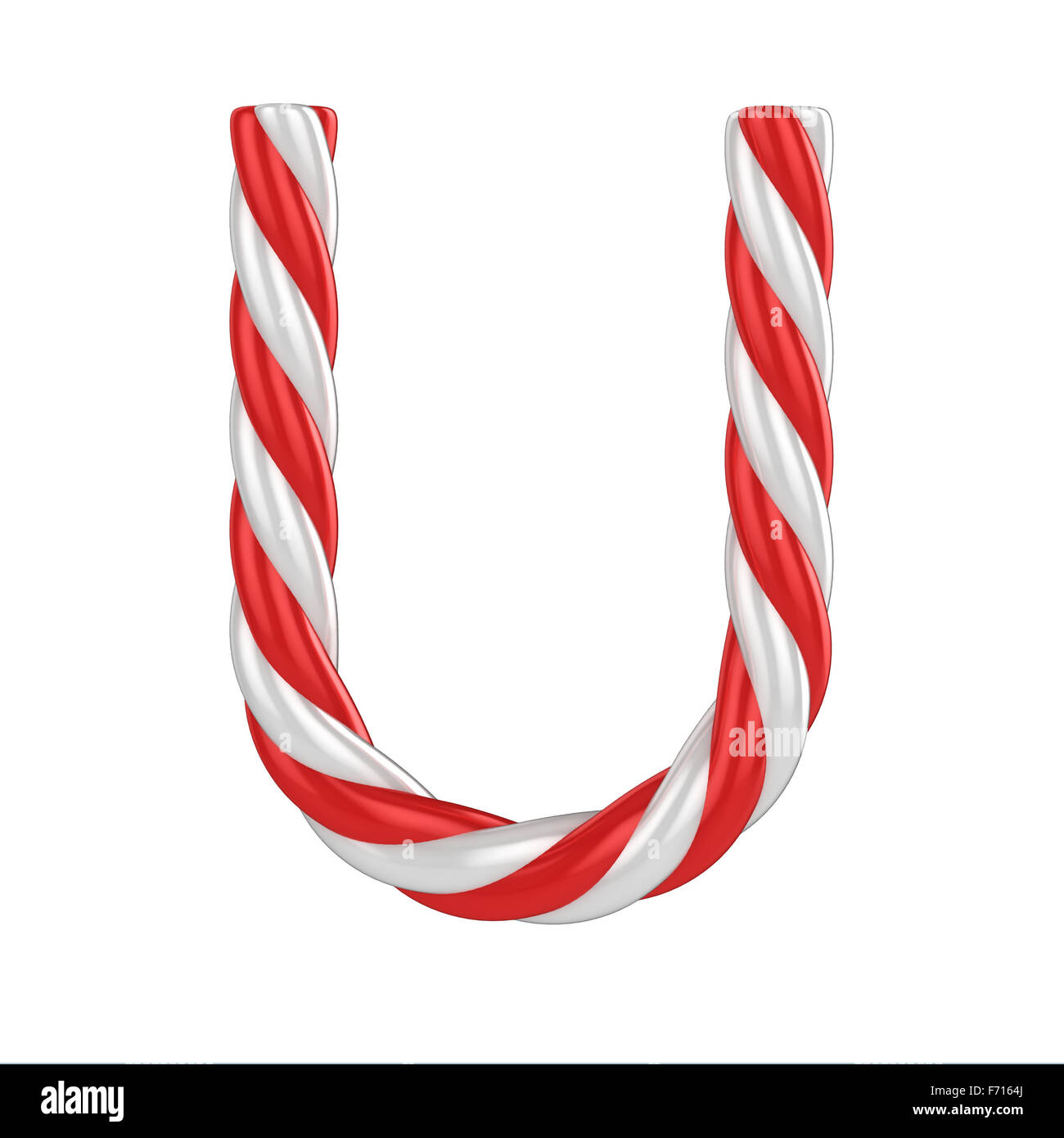 christmas candy cane font - letter U Stock Photo