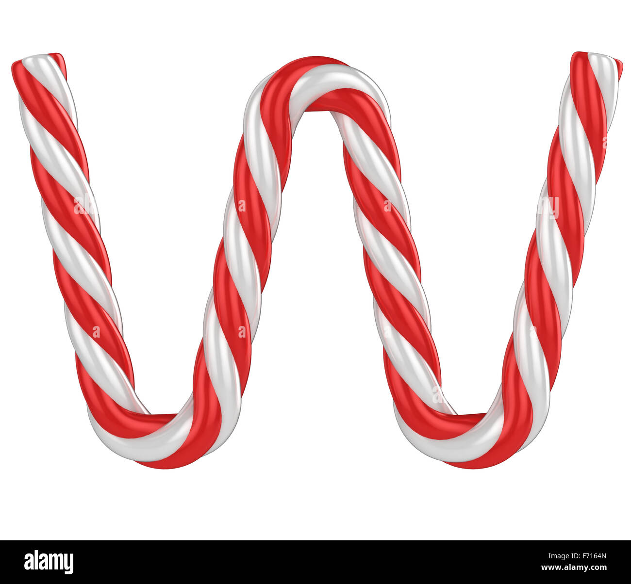 christmas candy cane font - letter W Stock Photo
