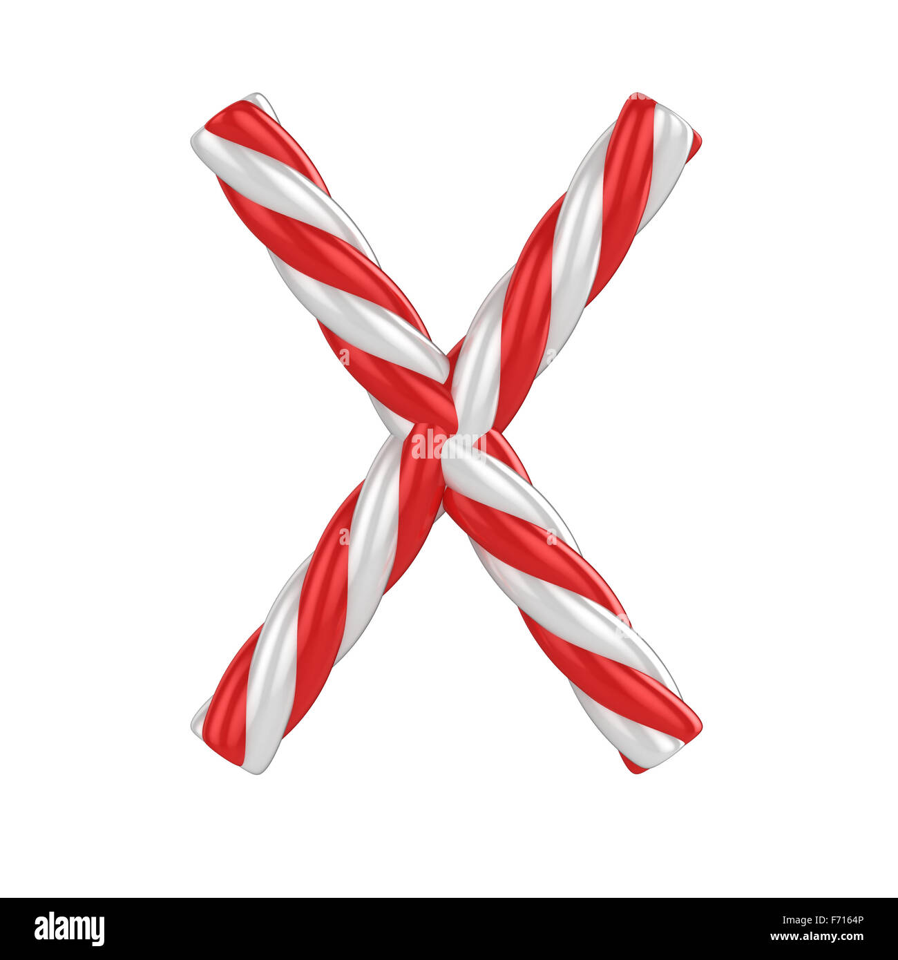 christmas candy cane font - letter X Stock Photo