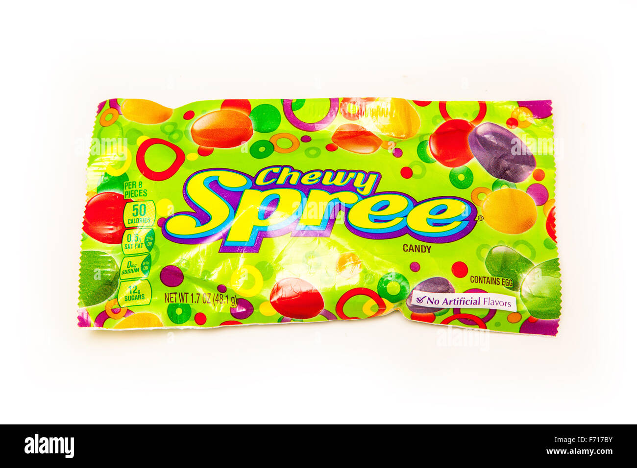 Packet of American Chewy Spree candy isolated on a white studio background. Stock Photo