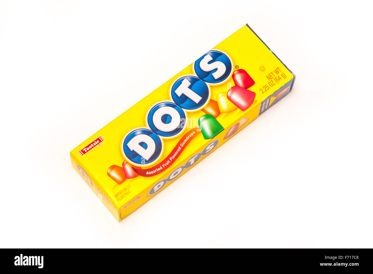 DOTS made by Tootsie, traditional American gum drop candies isolated on