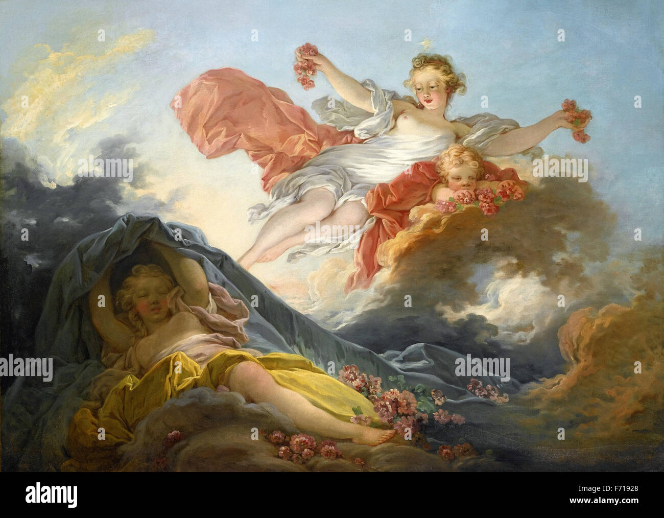 Jean-Honoré Fragonard - The Goddess Aurora Triumphing over Night Stock ...