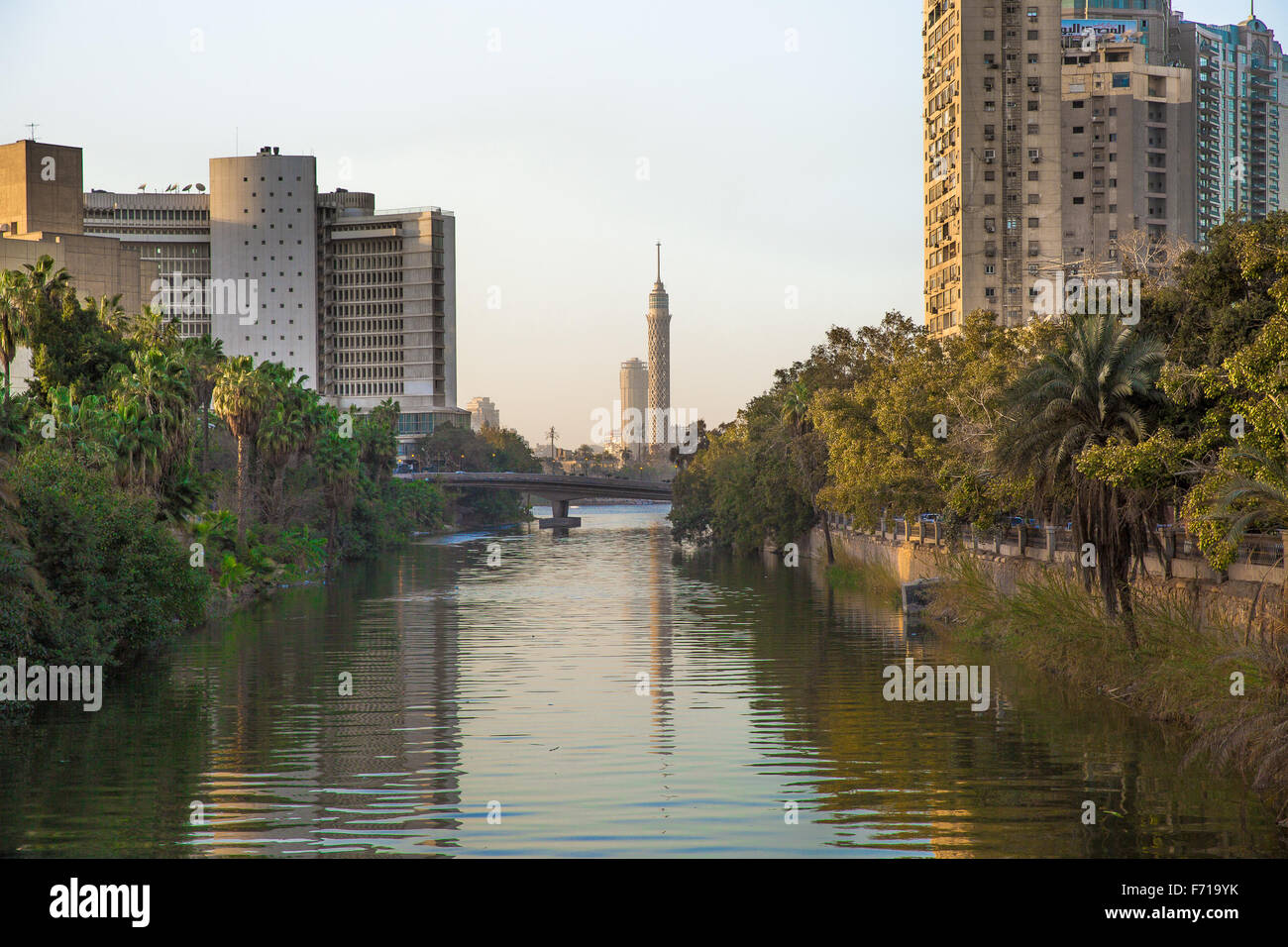 Landscape, Cairo, Egypt, River Nile, Cairo Tower Stock Photo