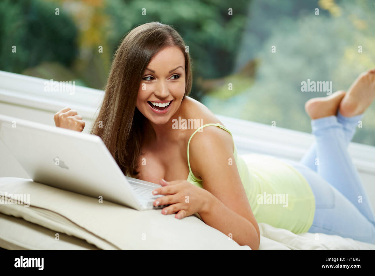 Woman celebrating Stock Photo