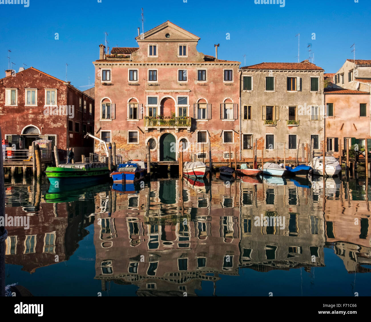 Venice, Castello, Sestiere, Italy Harbour view warehouse