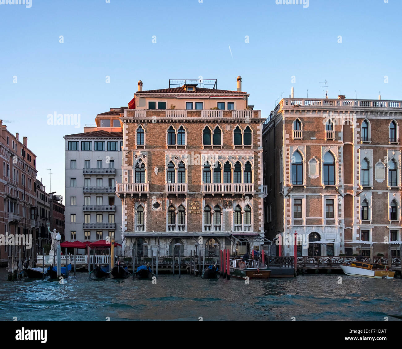 Italy, Venice, Five Star Hotel Bauer exterior, Elegant old palazzo on the Grand Canal