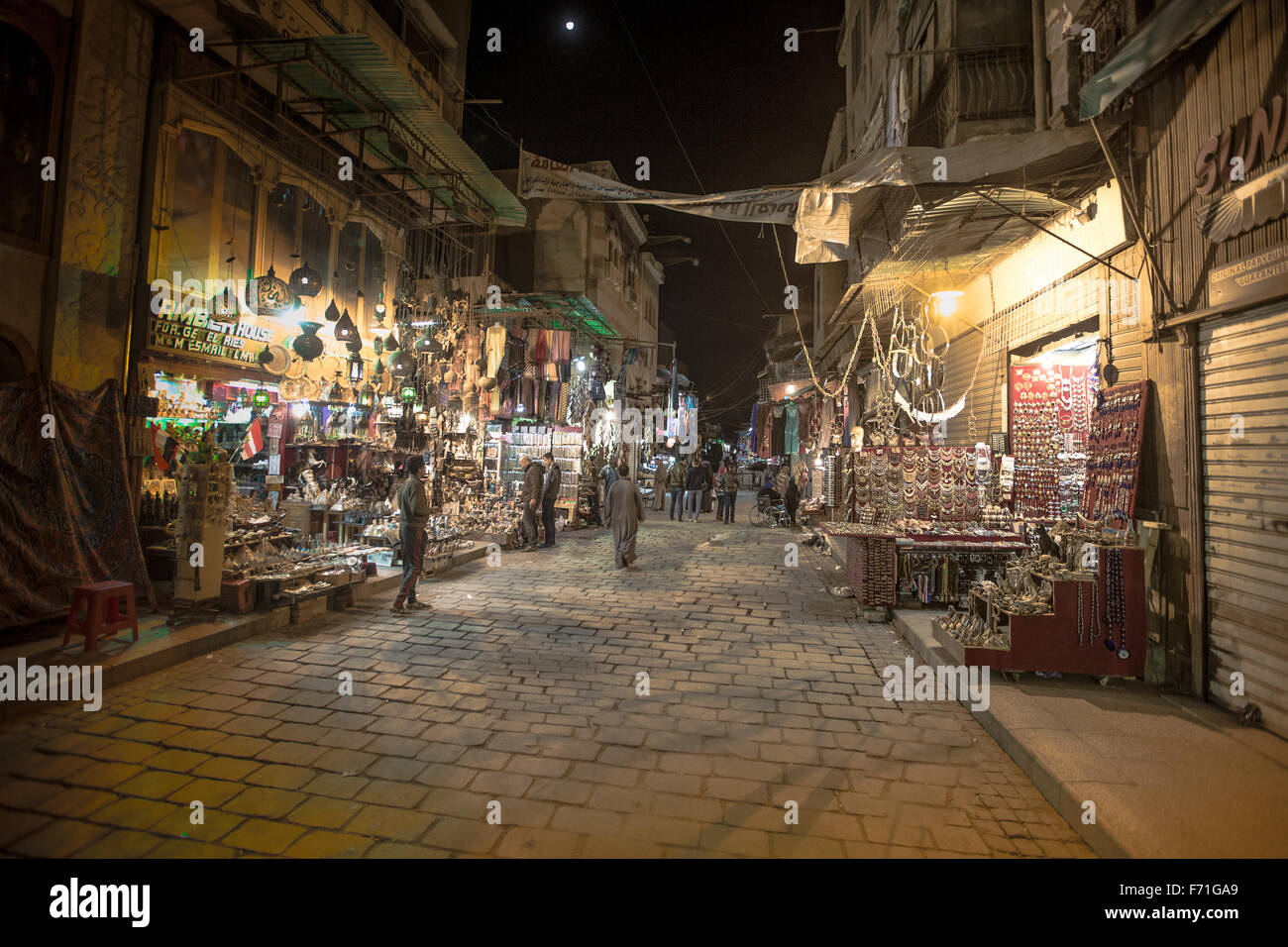 Old Cairo Streets at Night. Khan el-Khalili Stock Photo