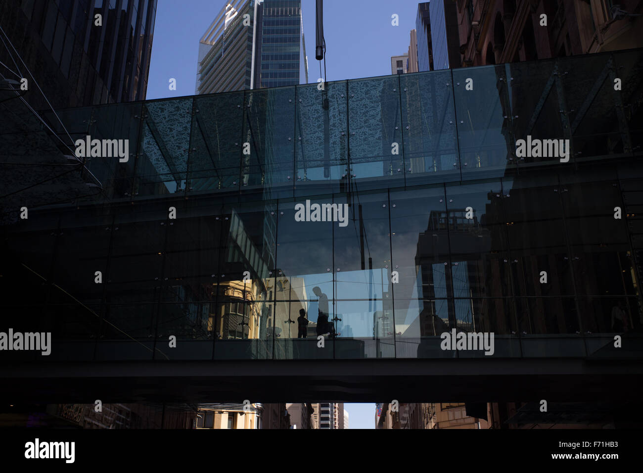 glass overhead bridge Sydney Stock Photo