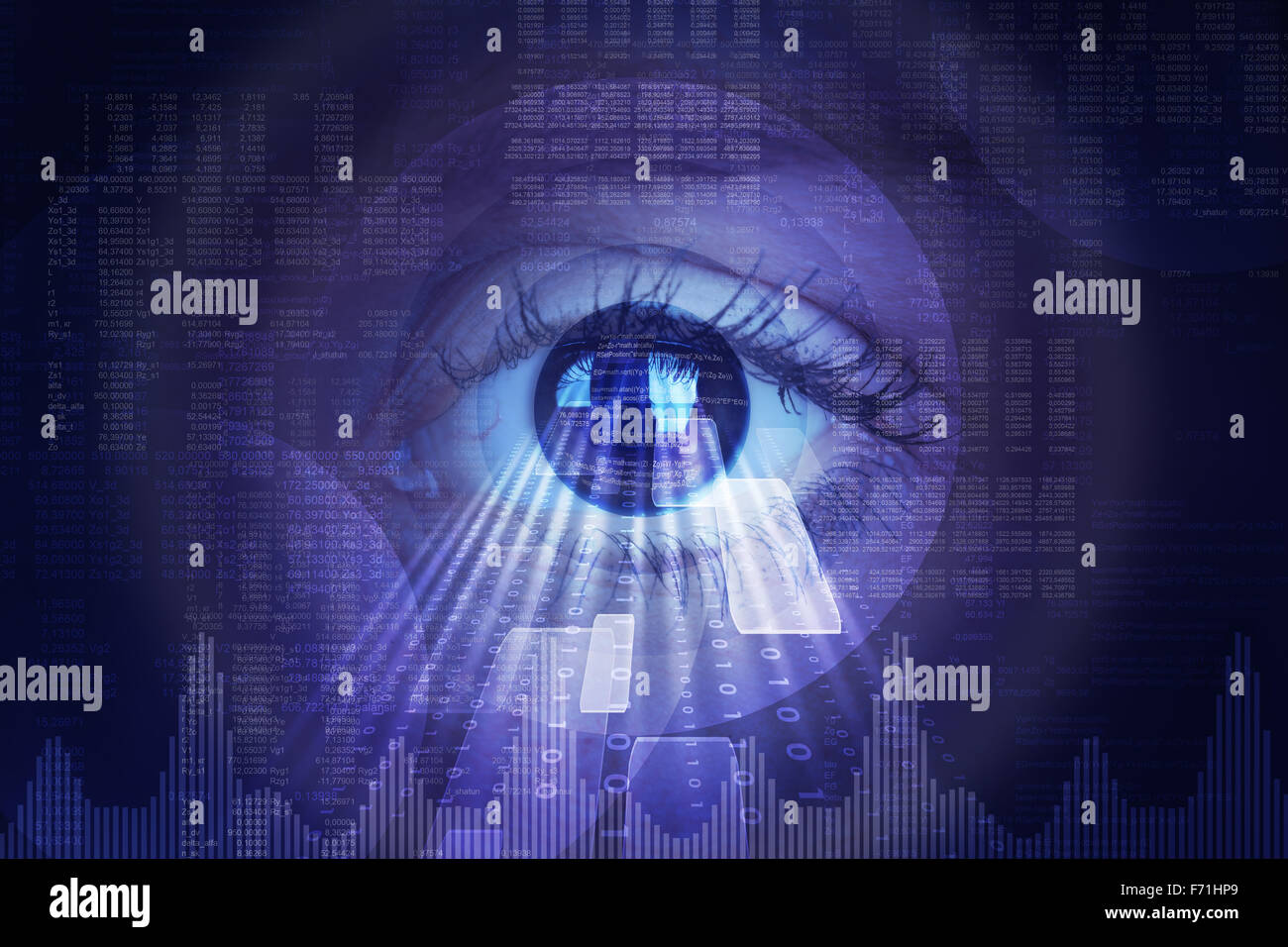Abstract background with human eye and matrix Stock Photo - Alamy
