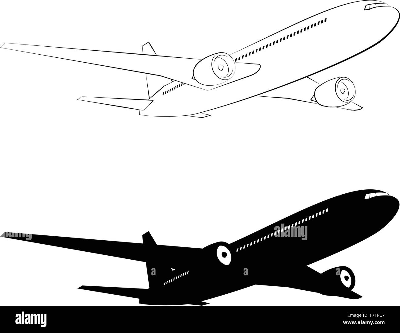 Airplane silhouette Black and White Stock Photos & Images - Alamy