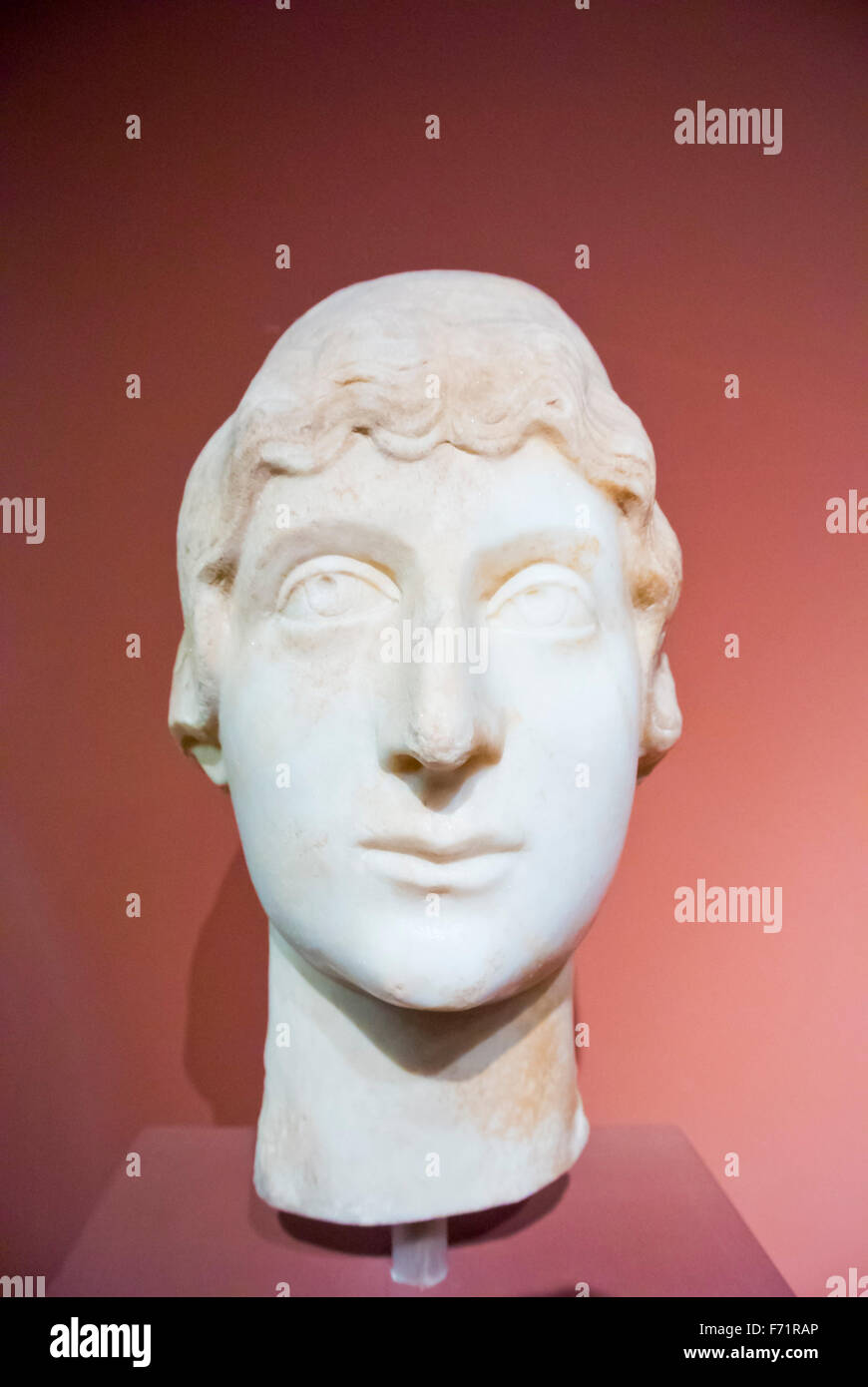 Female portrait head of Roman aristocrat, from Constantinople, mid 2nd century AD, National Archaeological Museum, Exarcheia, At Stock Photo