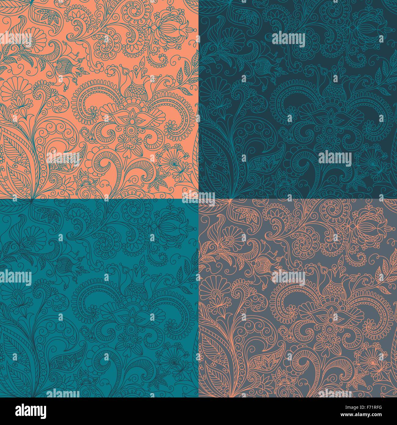 vector set seamless floral pattern Stock Vector Image & Art - Alamy