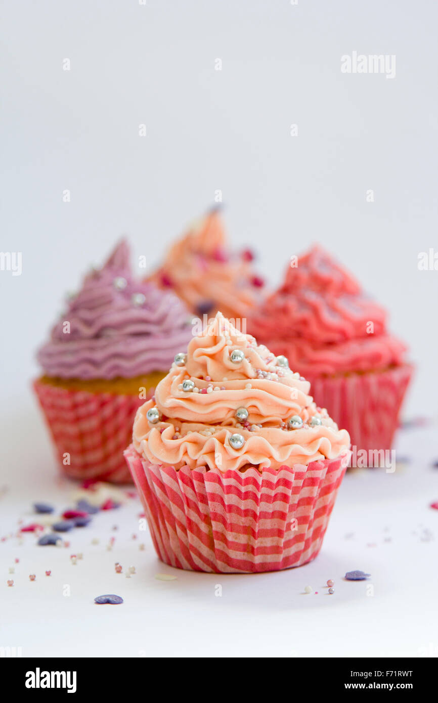 Assorted decorated cupcakes Stock Photo