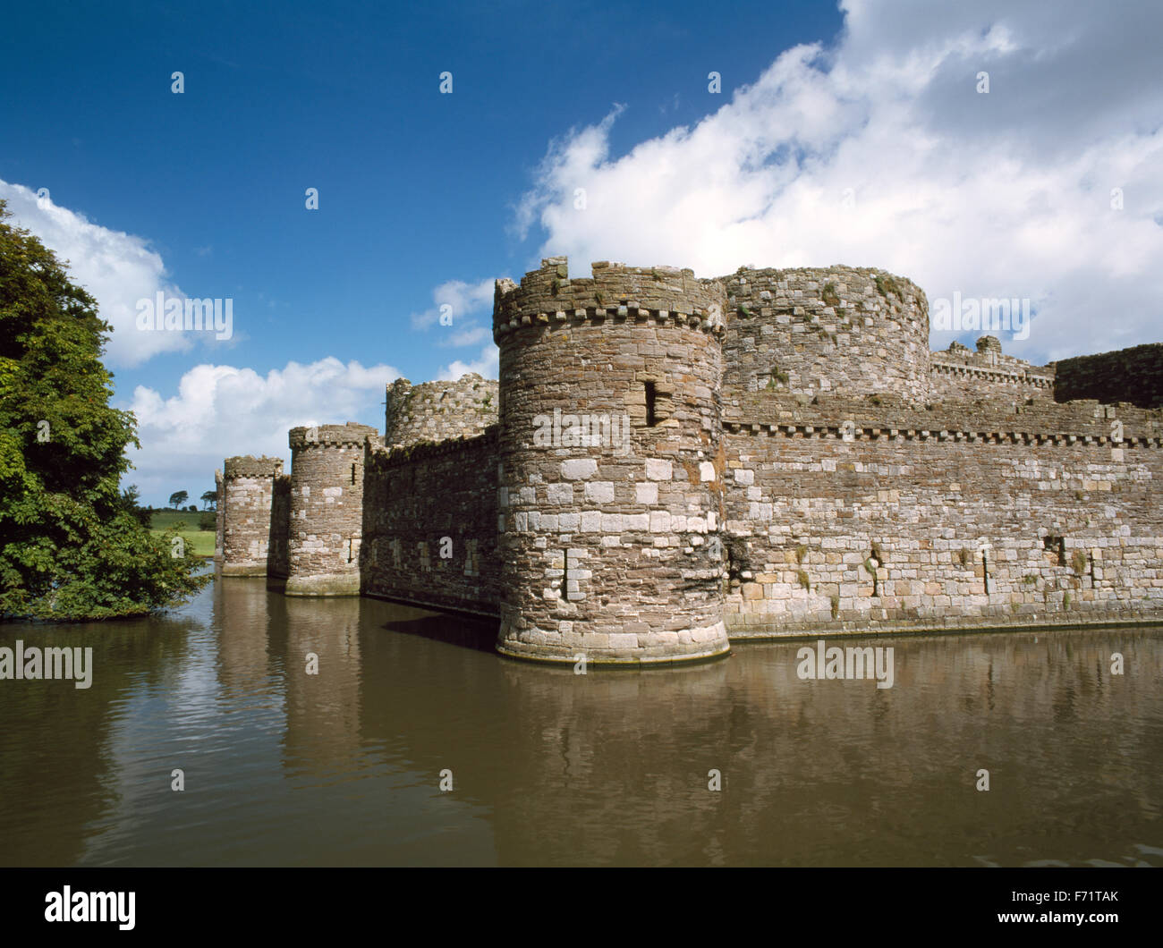 Beaumaris Castle and moat, Anglesey, North Wales, UK Stock Photo