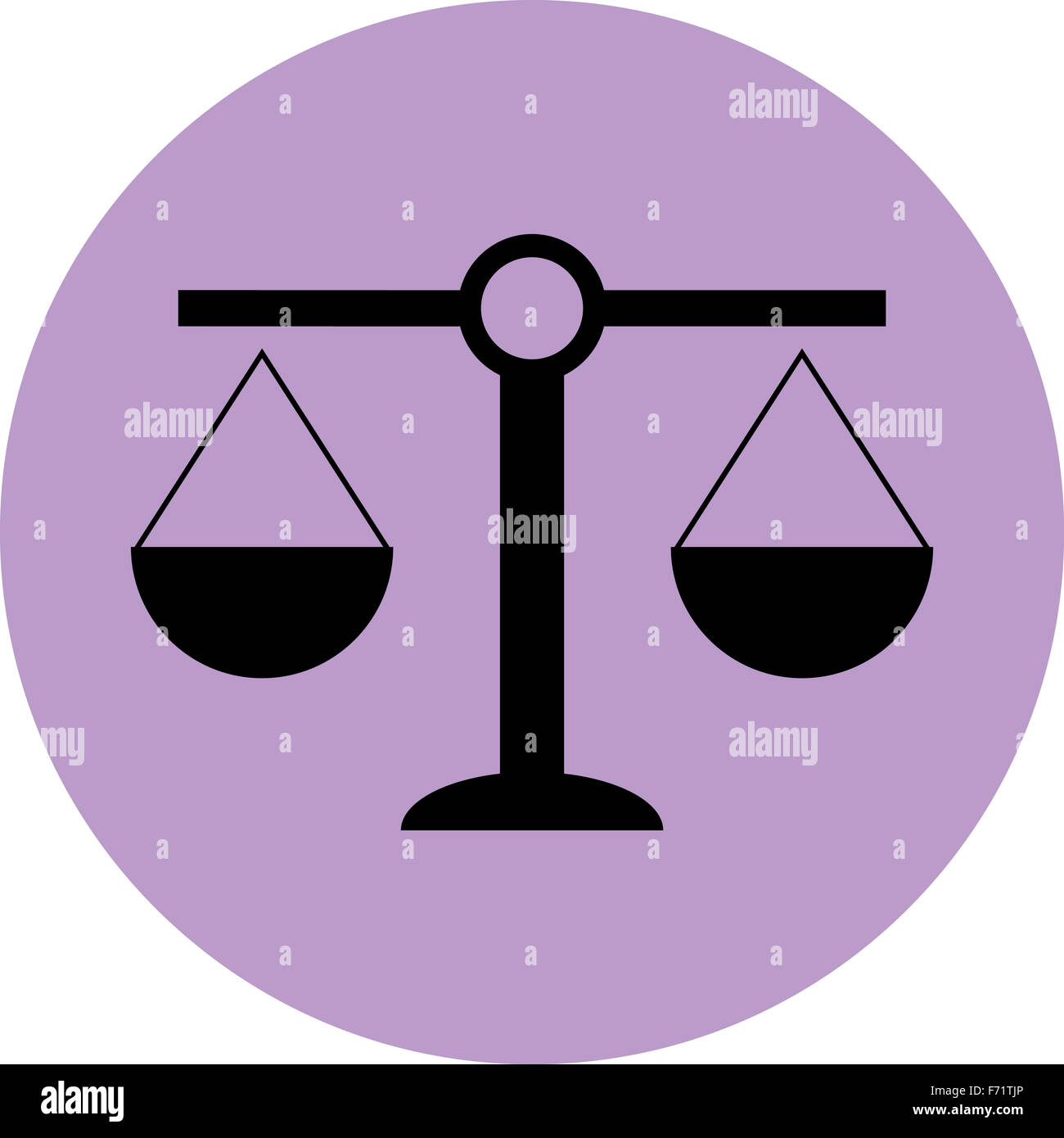 Scale icon balance. Justice and equality, law andcourt, measurement weigh, crime and legal. Vector art design abstract unusual f Stock Photo