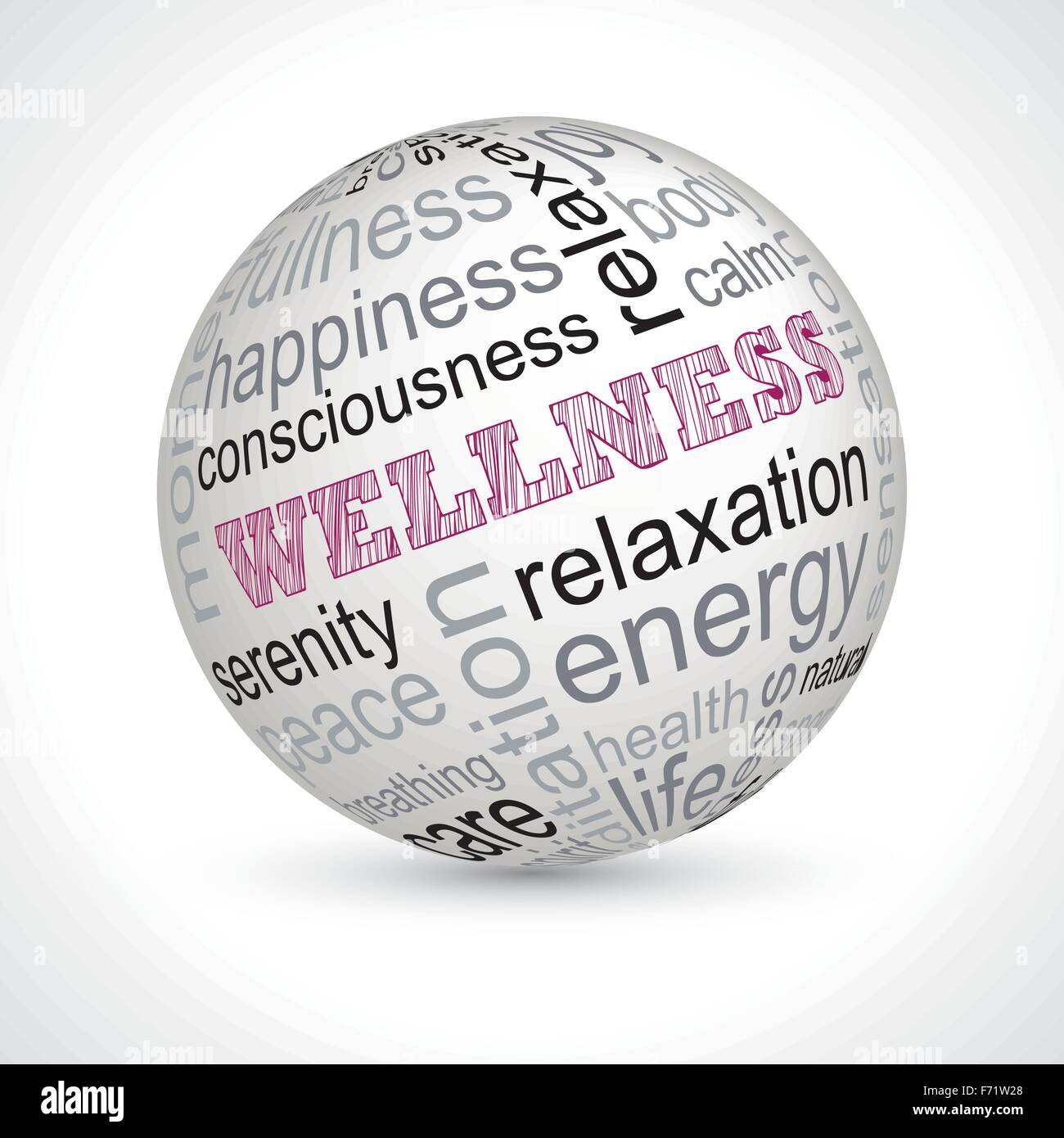 Wellness theme sphere with keywords full vector Stock Vector