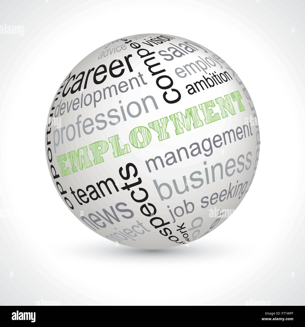Employment theme sphere with keywords full vector Stock Vector