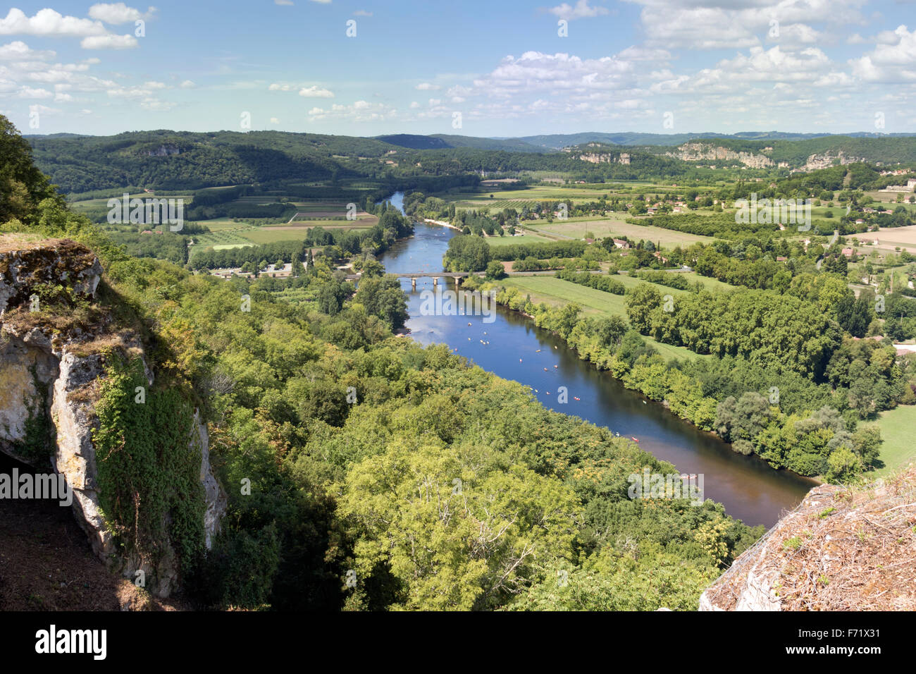 River Dordogne winding its way through the Perigord Region in southwest France viewed from the village of Domme Stock Photo